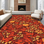 Autumn Harvest Pumpkin Floral Swirls Rug