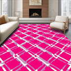 Vibrant Pink Plaid Diamond Rug