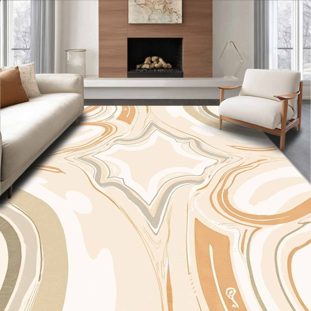Neutral Earthy Tone Swirl Agate Rug
