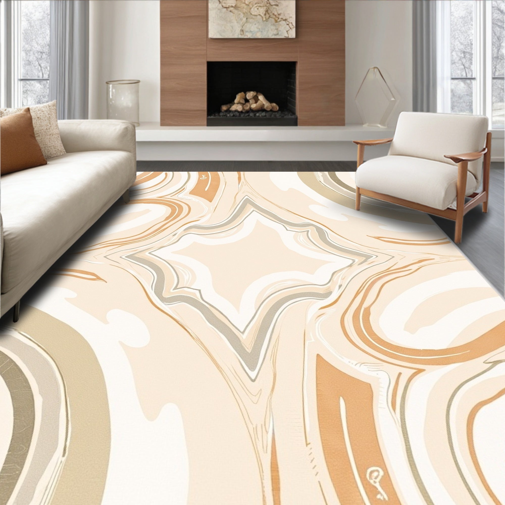 Neutral Earthy Tone Swirl Agate Rug