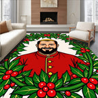 Holiday Festivity Holly Wreath Portrait Rug