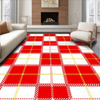 Classic Red White Plaid Checkered Rug