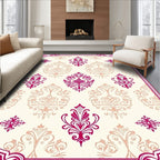 Crimson Baroque Damask Scrolling Floral Rug