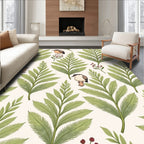 Whimsical Green Fern Bird Scatter Rug