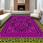 Vibrant Pink Geometric Maze Rug