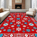 Crimson Snowflake Medallion Border Rug