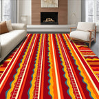 Bold Red Orange Yellow Stripped Carnival Rug