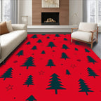 Festive Red Evergreen Stars Rug
