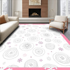 Whimsical Pink Floral Snow Flurry Rug