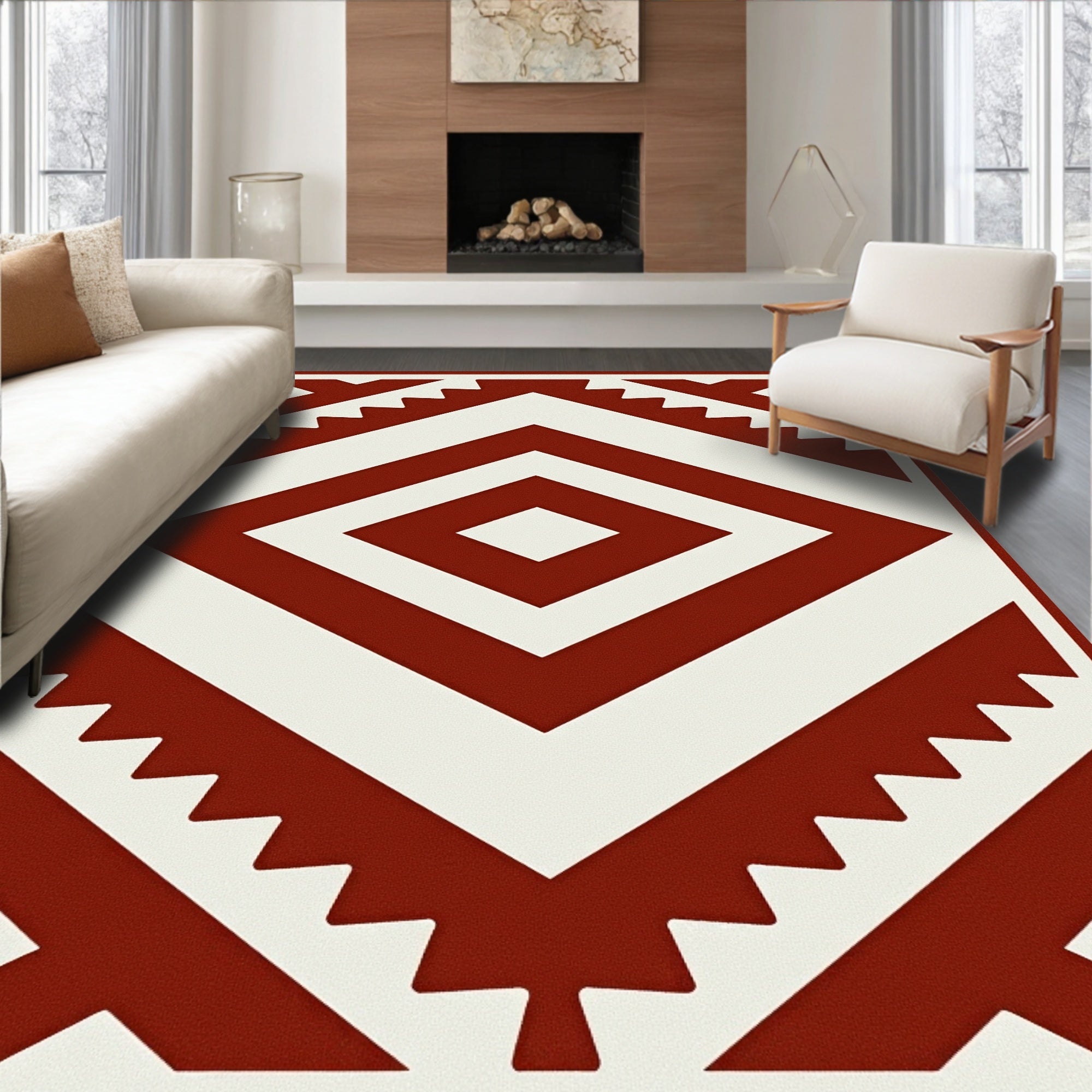 Crimson Diamond Navajo Geometric Rug