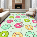 Whimsical Mice With Pink Green Donuts Rug