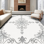 Elegant Gray Floral Arabesque Rug