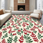 Crimson Green Floral Branches Rug