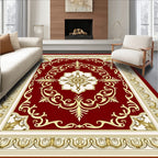 Gilded Red Floral Medallion Rug