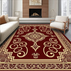 Ornate Crimson Gold Center Medallion Rug