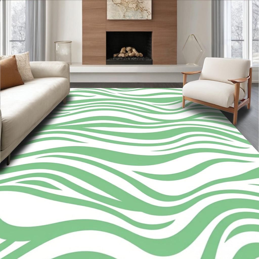 Fresh Green Wavy Stripes Rug