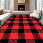Red Black Buffalo Check Texture Rug