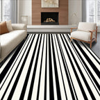 Modern Black and White Vertical Stripes Rug