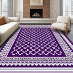 Deep Purple Lattice Border Rug