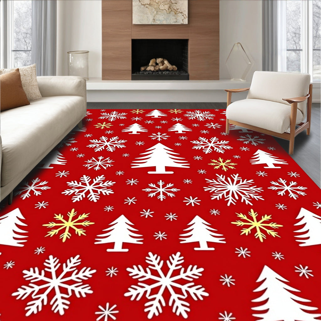 Winter White Tree Snowflake Repeat Rug