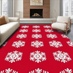 Crimson Snowflakes All Over Rug