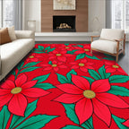 Vibrant Red Floral Garden Rug