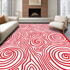 Red Swirling Line Abstract Rug
