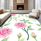 Pink Rose Garden Floral Vine Rug
