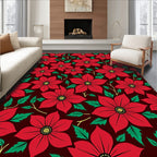 Bold Red Floral Scatter Garden Rug