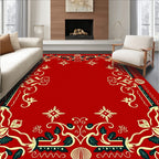 Crimson Floral Border With Emerald Accents Rug