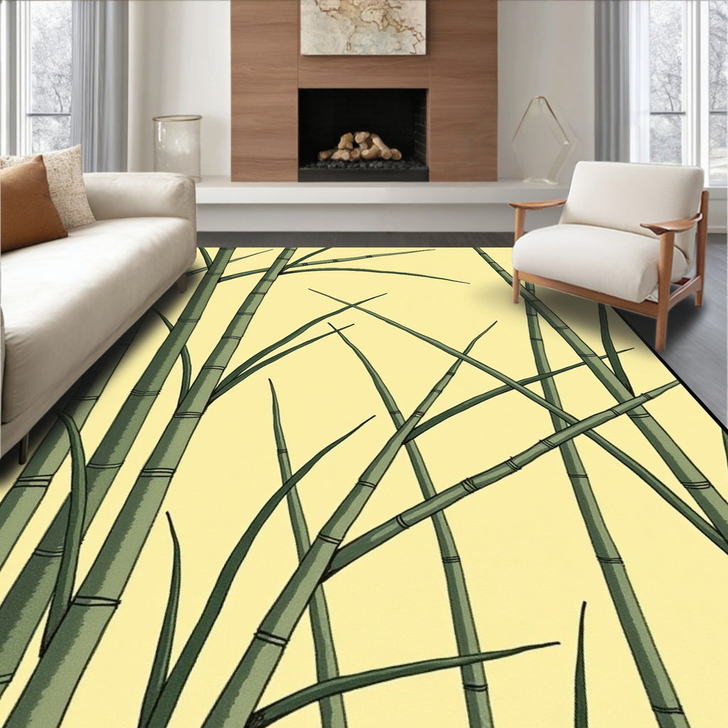 Green Bamboo Forest Calm Rug