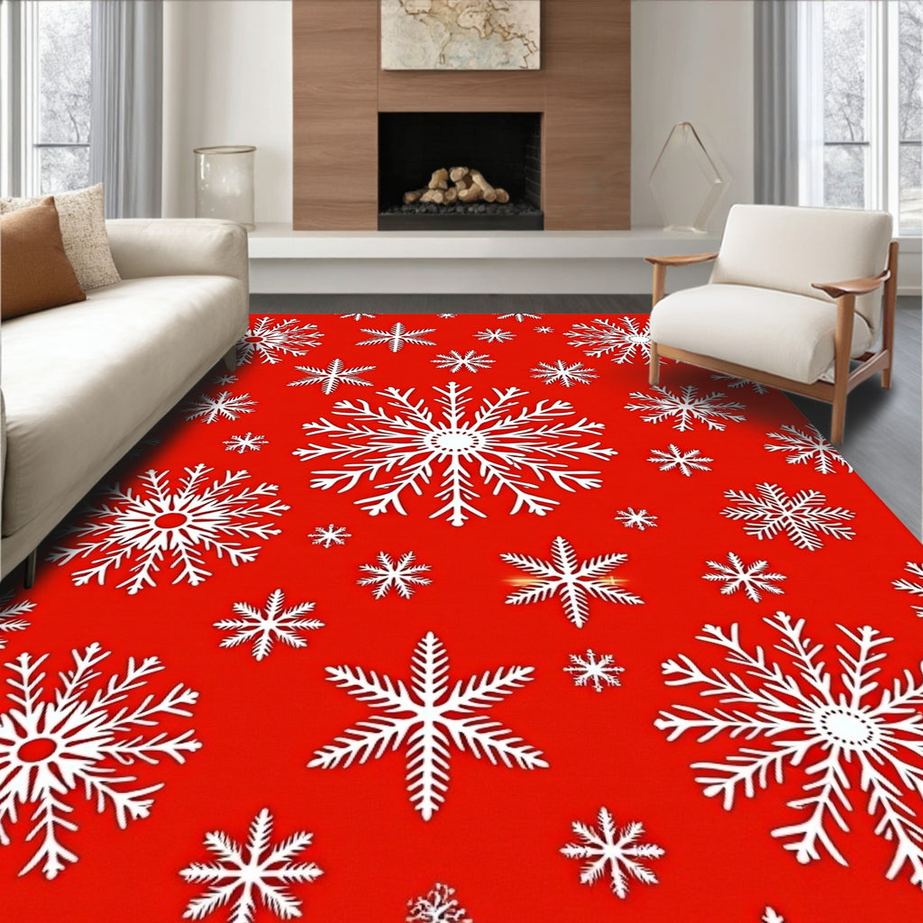 Red White Snowflake Variety Rug