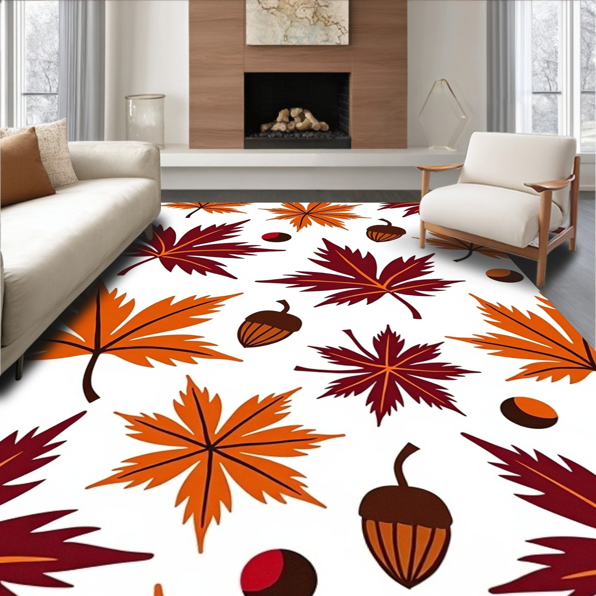 Autumn Leaves and Acorn Cluster Rug