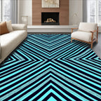 Aqua Blue Chevron Stripes Rug