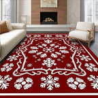 Crimson Snowflake Medallion Scene Rug