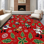Festive Christmas Elves Snowflakes Holly Rug