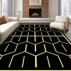 Black Yellow Honeycomb Geometric Repetition Rug