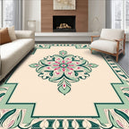 Flowing Teal Pink Floral Mandala Rug