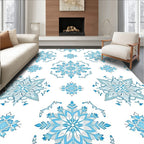 Ice Blue Snowflake Medallion Square Rug