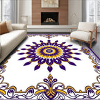 Royal Purple Yellow Sunburst Mandala Rug