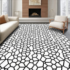 Abstract Black Mesh Mosaic Rug