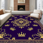 Deep Purple Gold Crown Emblem Rug