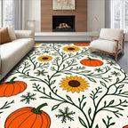 Autumn Harvest Sunflower Pumpkin Branches Rug