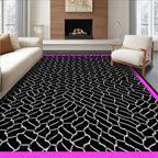 Pink Geometric Overlay Leather Rug