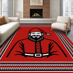 Vibrant Red Whimsical Character Portrait Rug