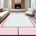 Modern Pink Geometric Layered Frame Rug