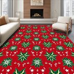 Emerald Green Starburst Red Background Rug