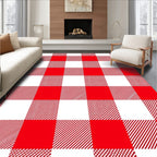 Bold Red White Gingham Check Rug