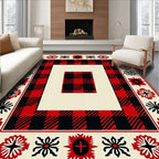 Buffalo Check Floral Border Rug