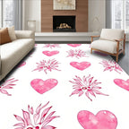 Pink Hearts and Floral Burst Rug